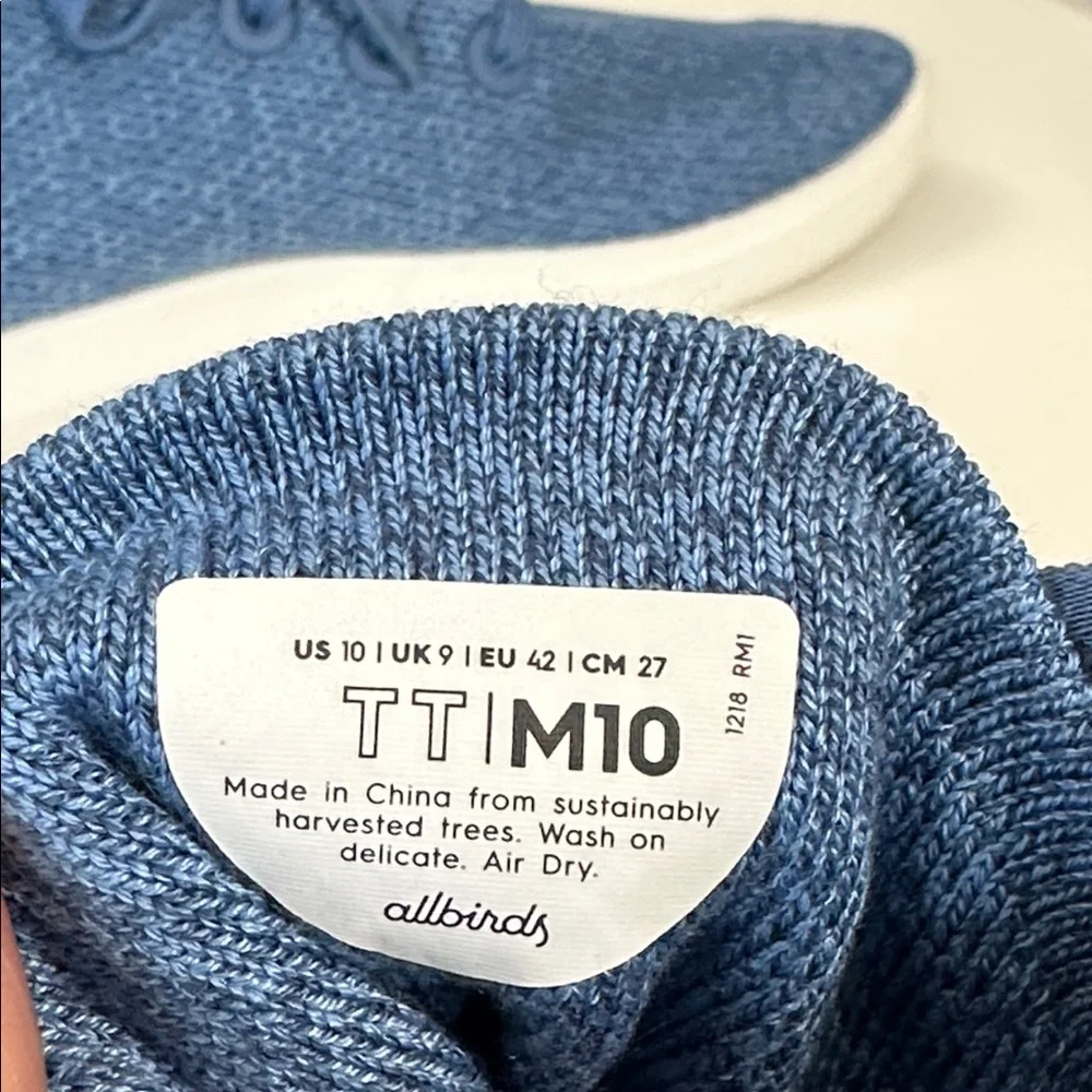 Allbirds Men’s Tree Toppers Nikau Saphire (White‎ Sole) Size 10